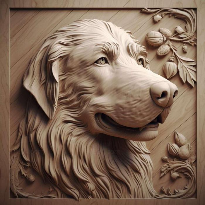 Природа и животные (Собака Кувас 3, NATURE_6051) 3D модель для ЧПУ станка